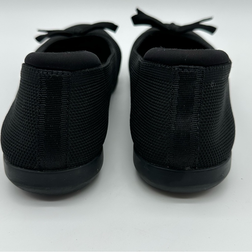 Clarks Black Stretch Fabric Ballet Flats with Bow - Picture 3 of 9